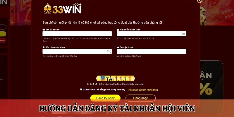 Hướng dẫn đăng ký 33win